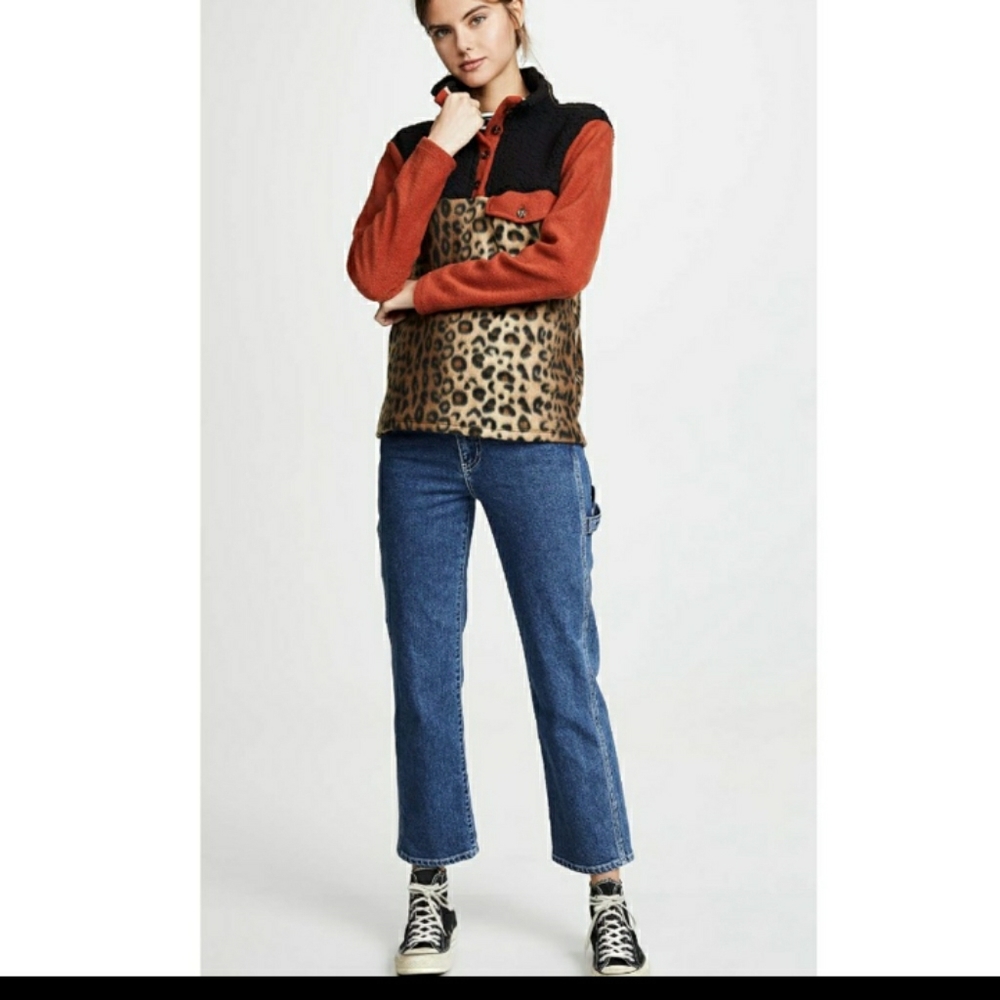 Donni Leopard mock.neck fleece shirt xs